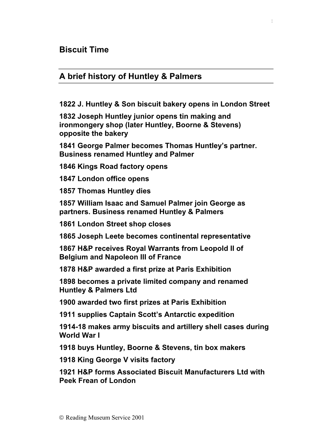 A Brief History of Huntley & Palmers