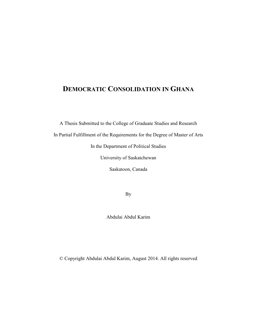 Democratic Consolidation in Ghana