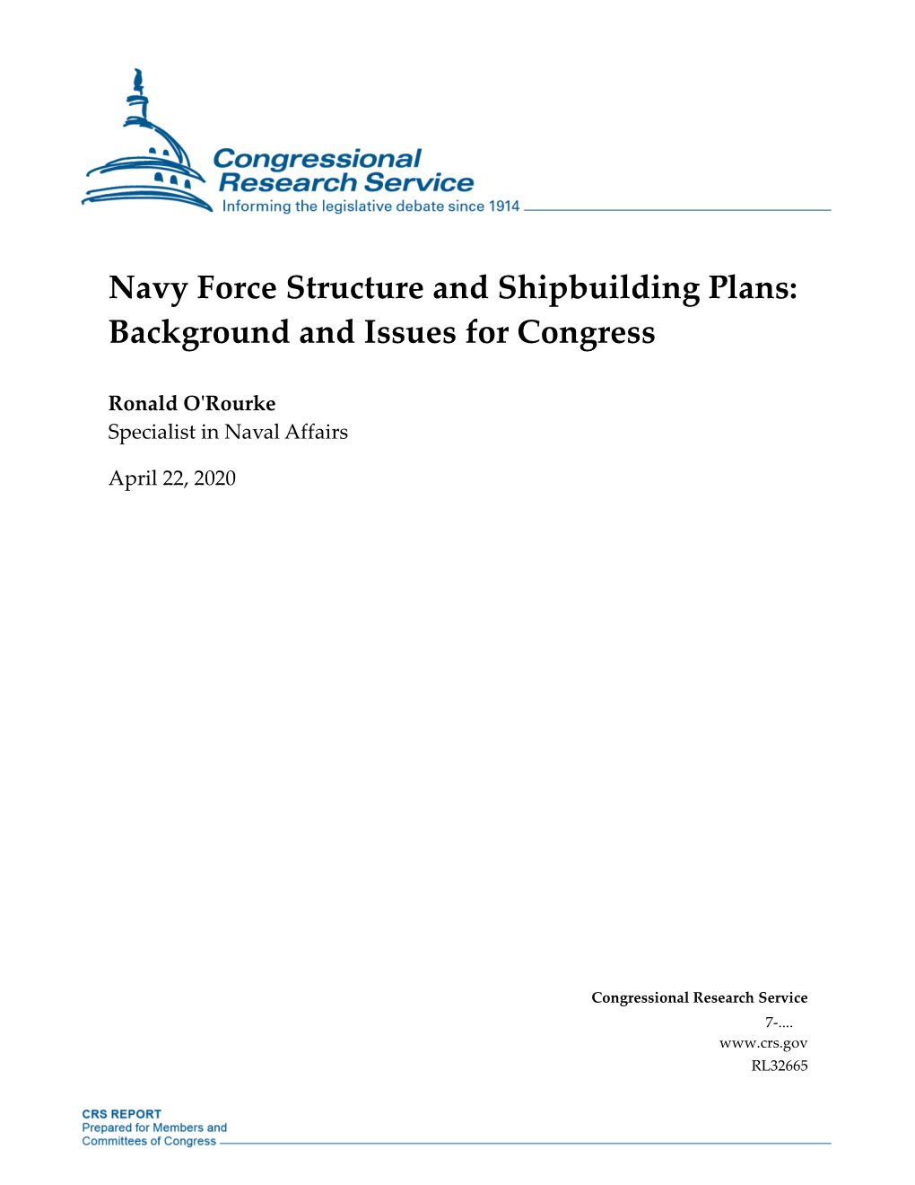 Navy Force Structure and Shipbuilding Plans: Background and Issues for Congress