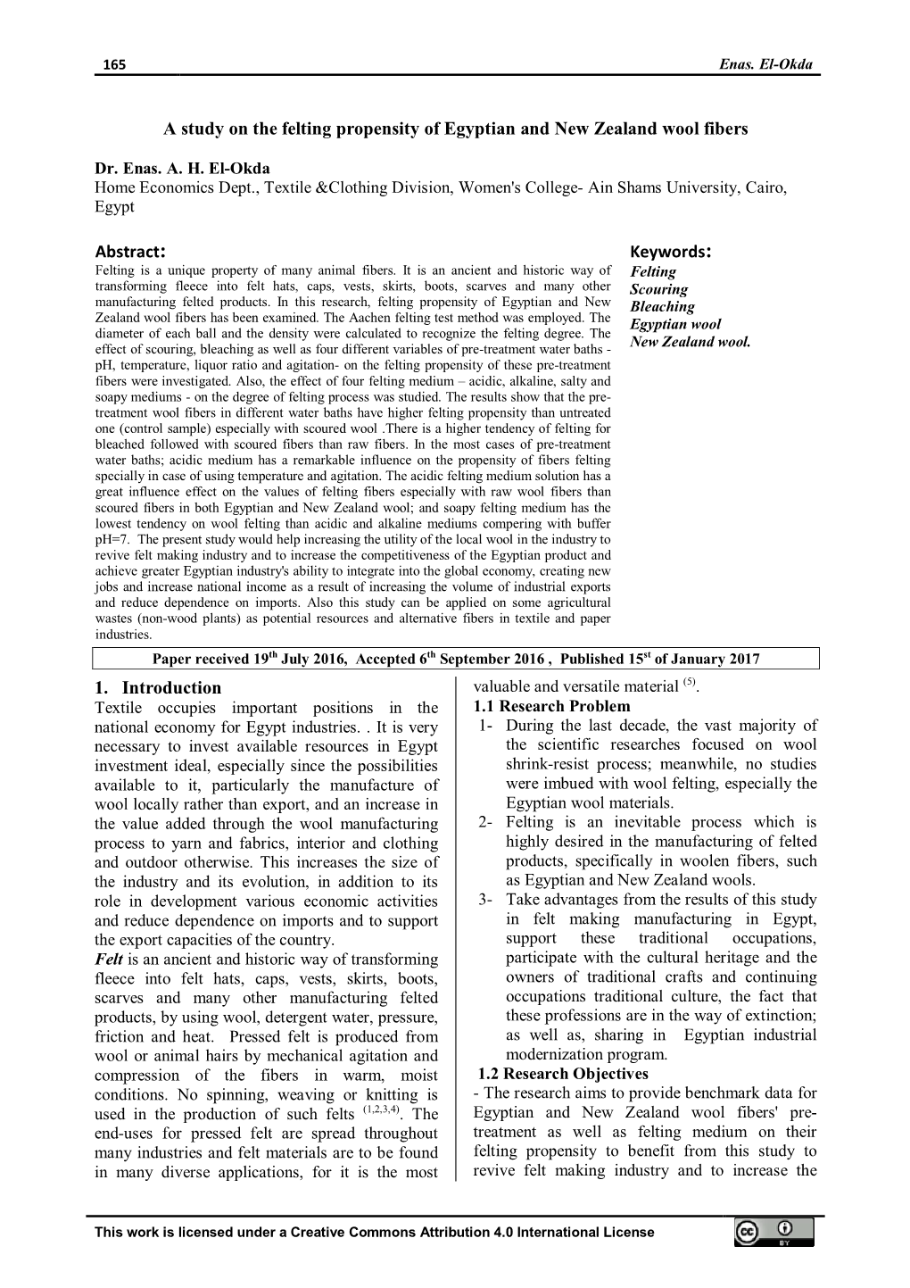 A Study on the Felting Propensity of Egyptian and New Zealand Wool Fibers