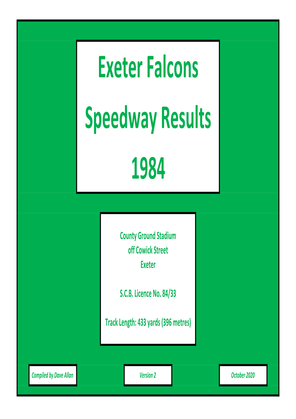S Exeter Falcons Speedway Results 1984