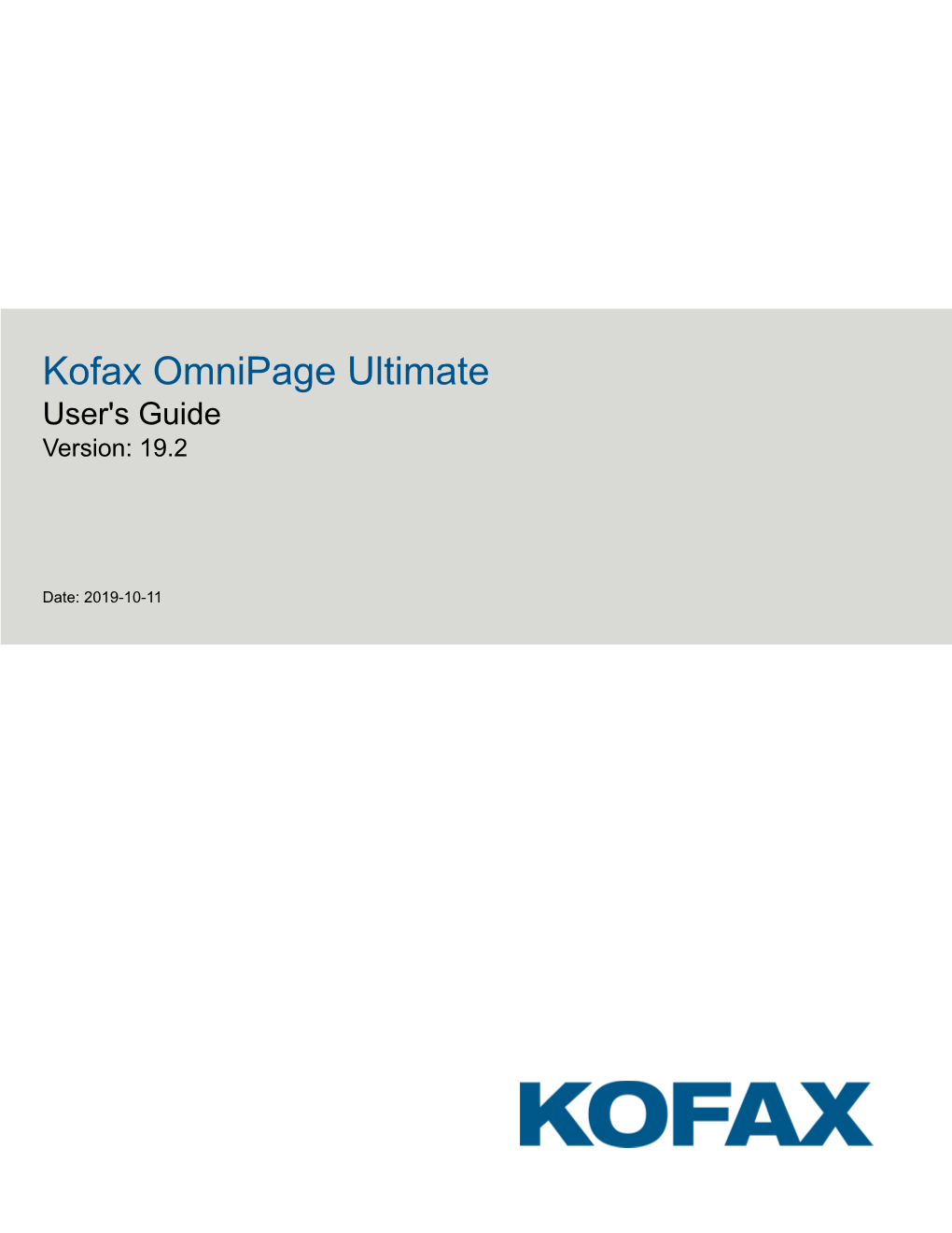 Kofax Omnipage Ultimate User's Guide Version: 19.2