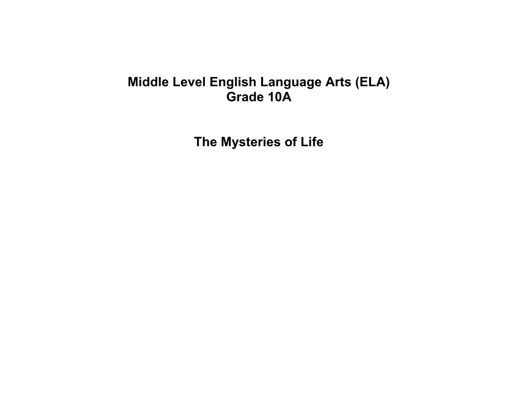 Middle Level English Language Arts (ELA)