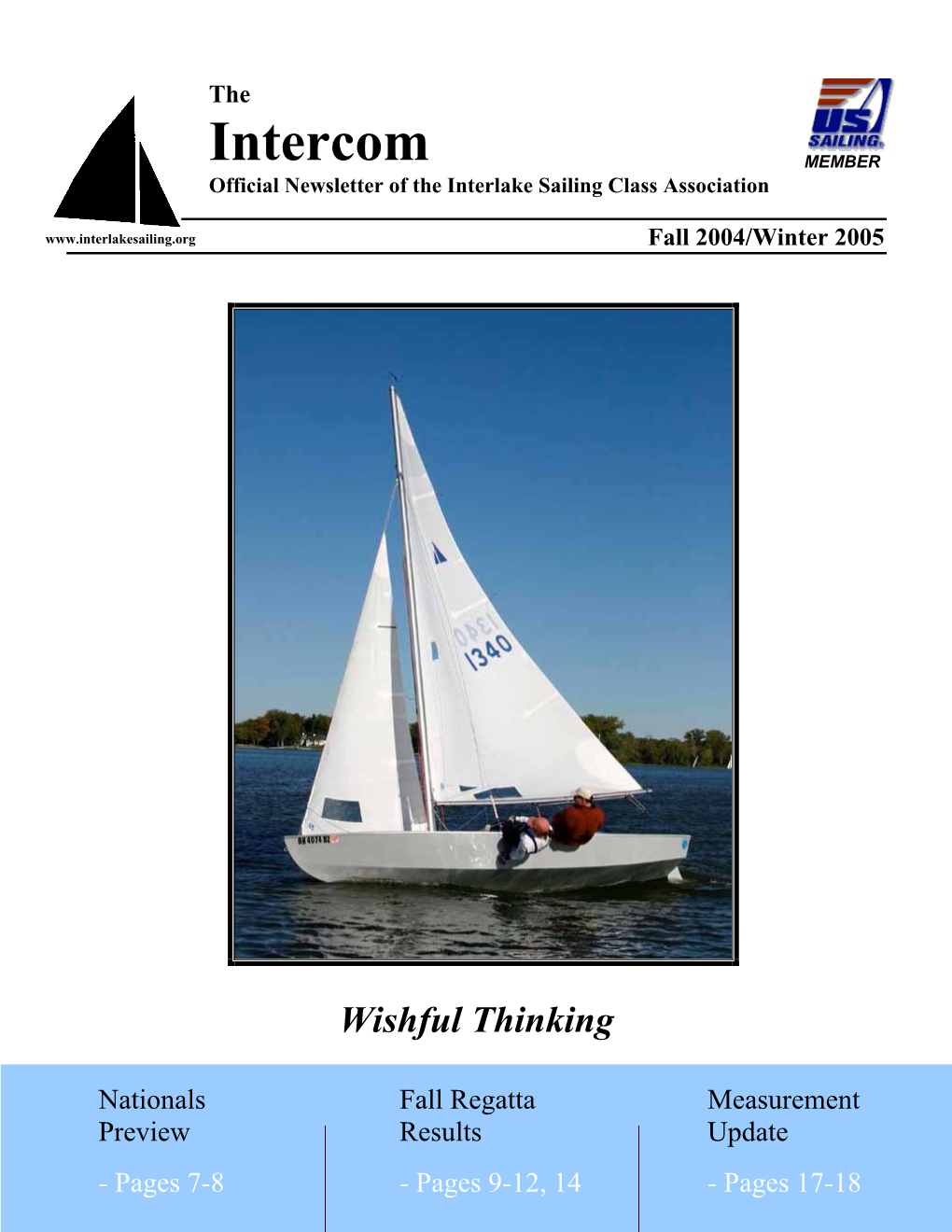 Intercom MEMBER Official Newsletter of the Interlake Sailing Class Association Fall 2004/Winter 2005