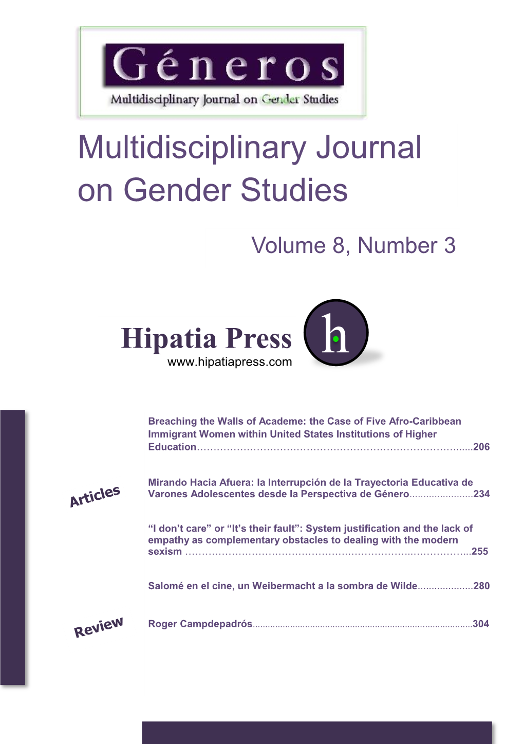 Multidisciplinary Journal on Gender Studies