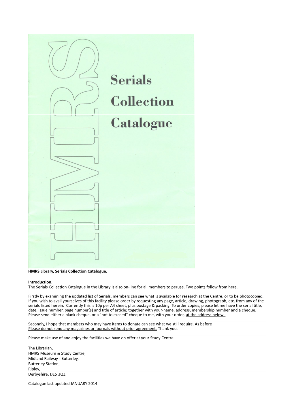 Serials Collection Catalgoue