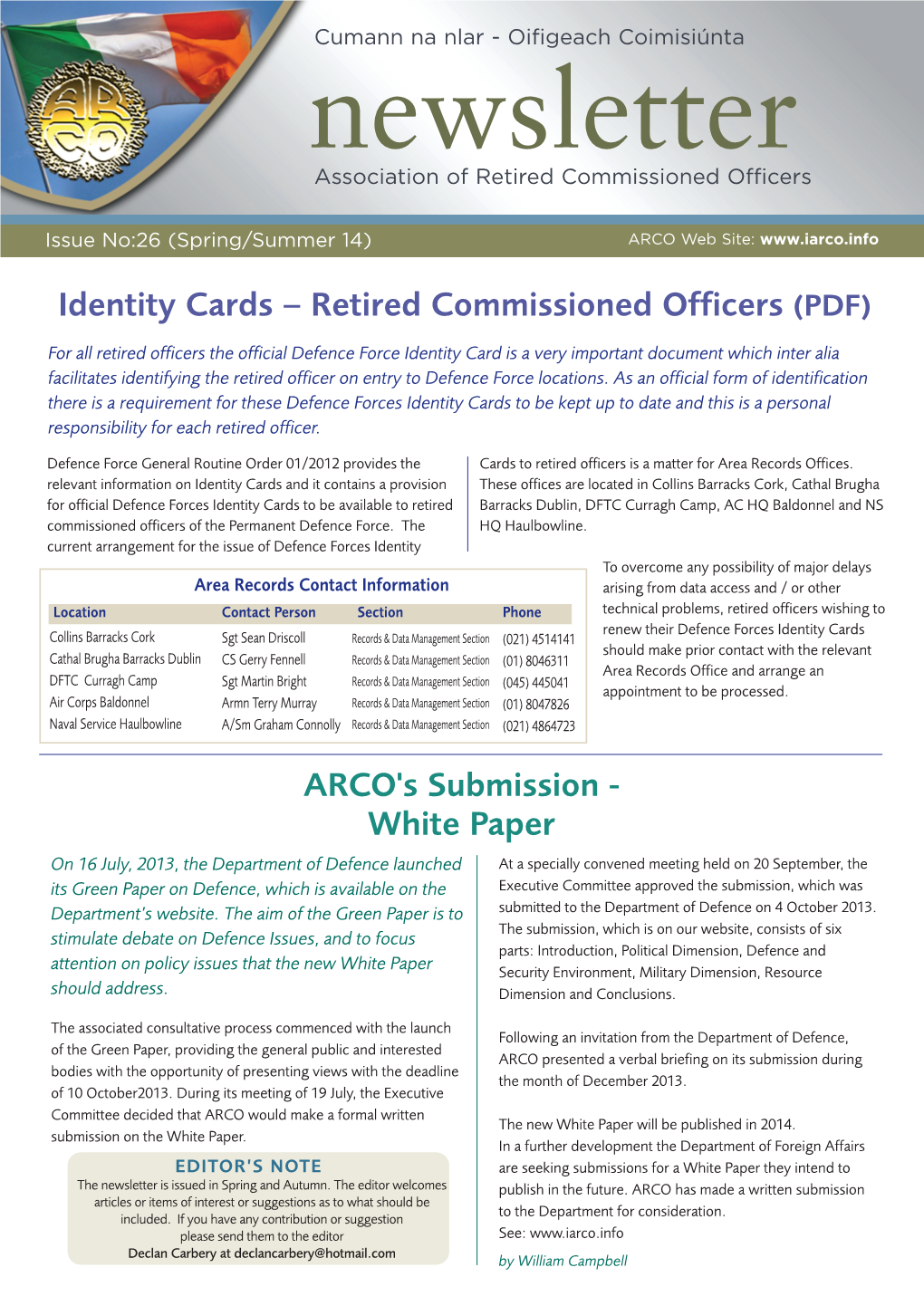 Retired Commissioned Officers (PDF) ARCO's Submission