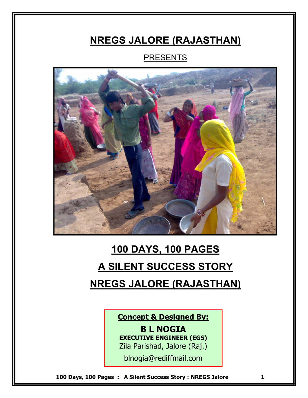100 Days, 100 Pages a Silent Success Story Nregs Jalore (Rajasthan)