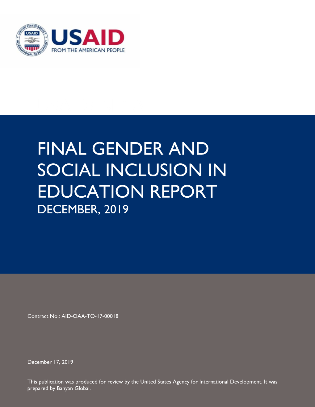Final Gender and Social Inclusion in Education Report December, 2019