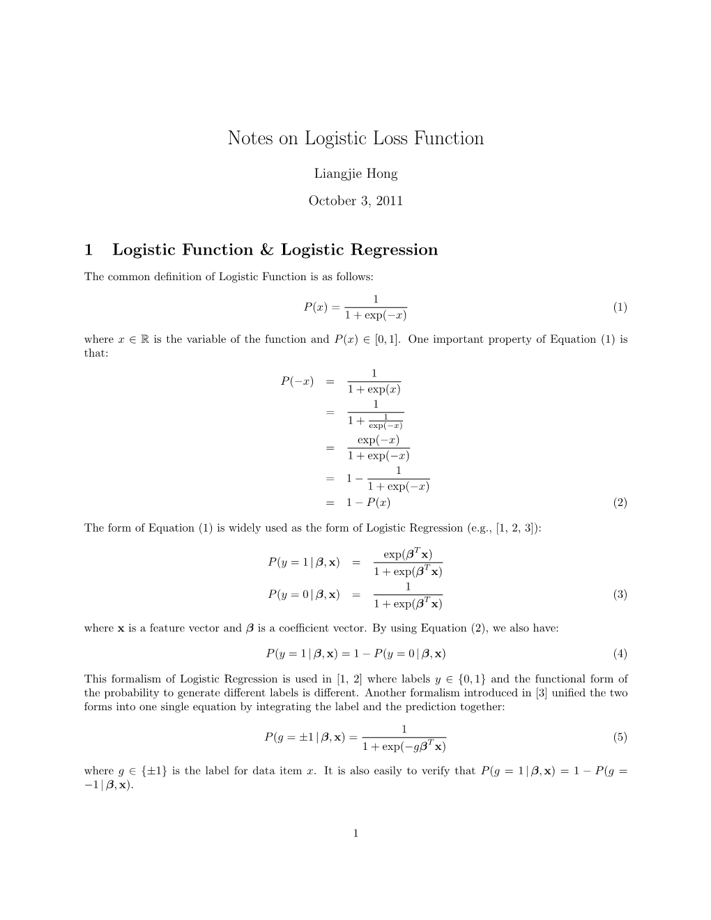 Logistic Loss Function