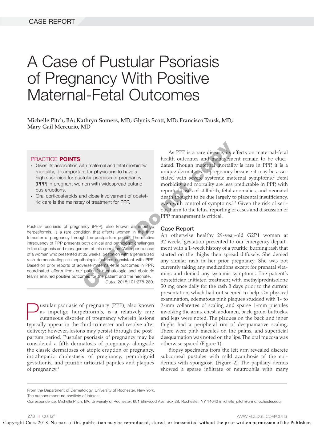 A Case of Pustular Psoriasis of Pregnancy with Positive Maternal-Fetal Outcomes