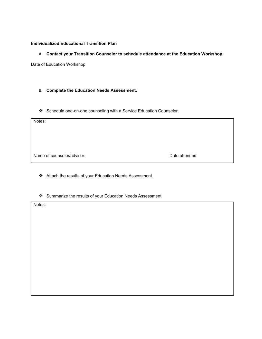 Individualized Educational Transition Plan