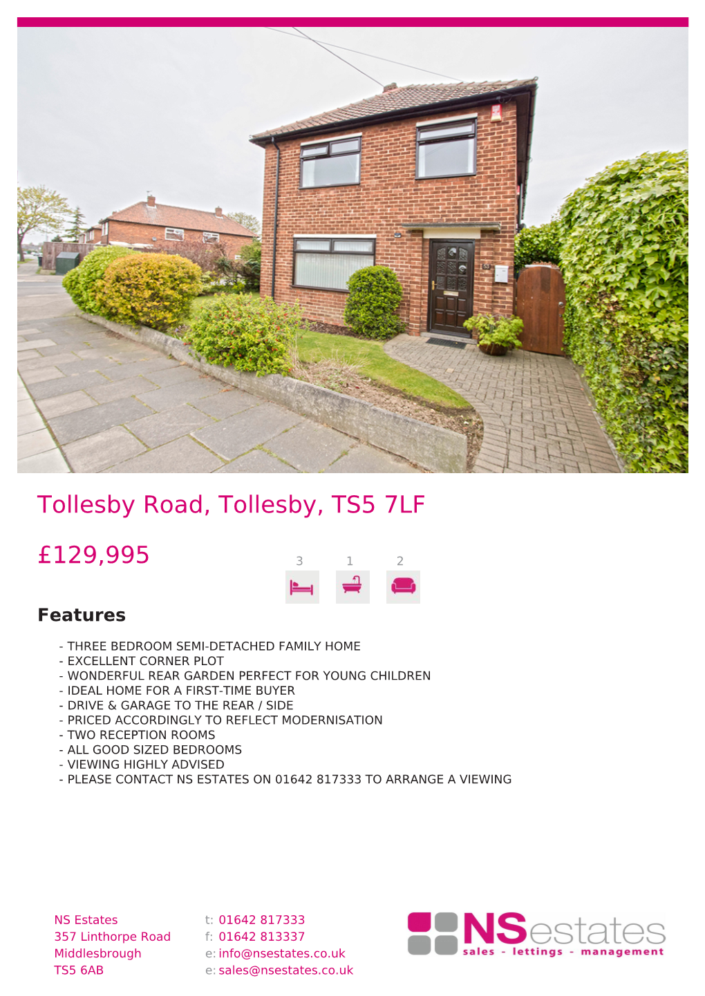 Tollesby Road, Tollesby, TS5 7LF £129995