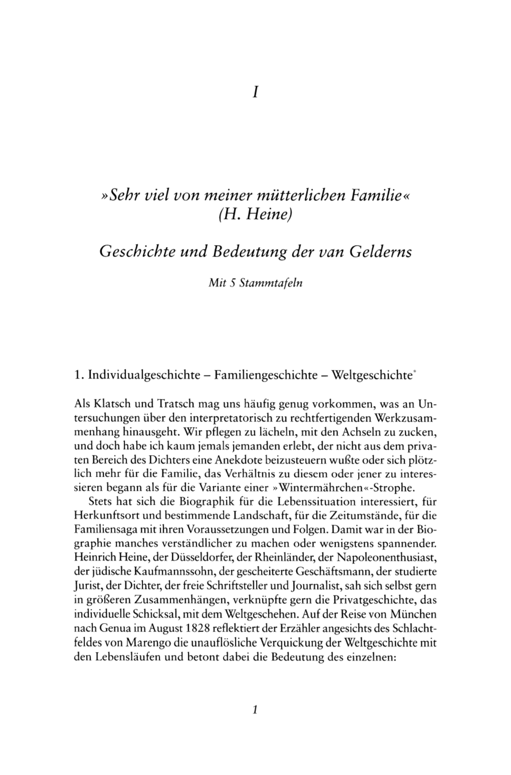 Sehr Viel Von Meiner Mütterlichen Familie« (H. Heine) Geschichte Und Bedeutung Der Van Gelderns