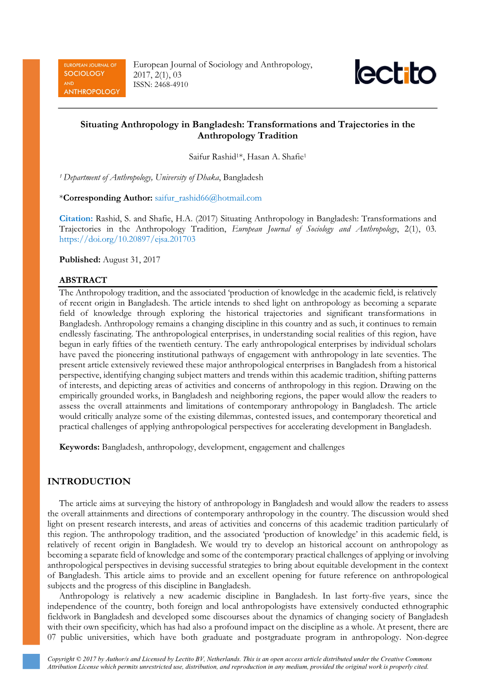 Situating Anthropology in Bangladesh: Transformations and Trajectories in the Anthropology Tradition