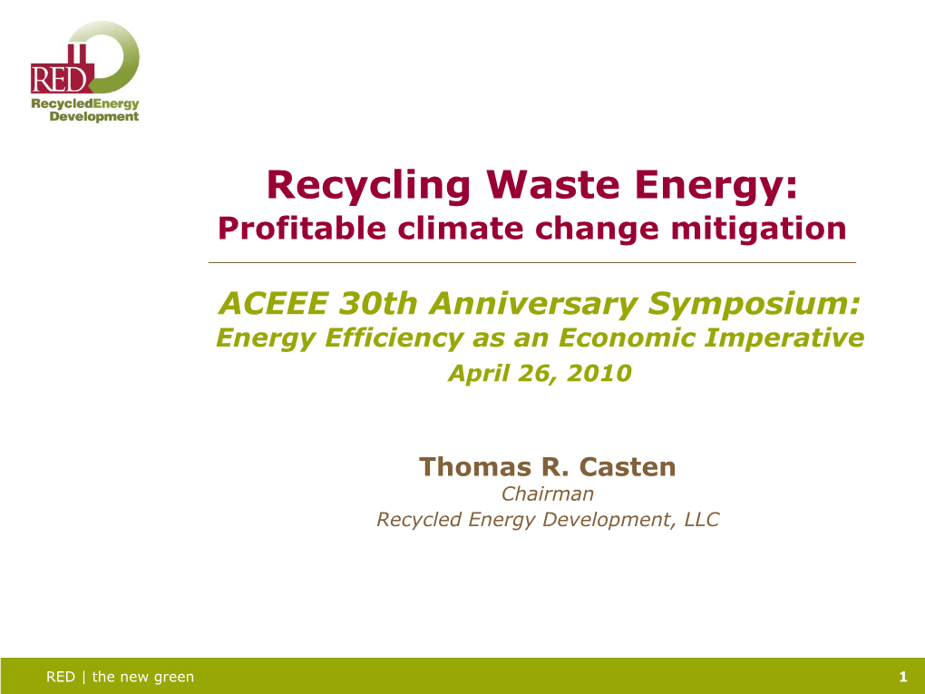 Recycling Waste Energy: Profitable Climate Change Mitigation