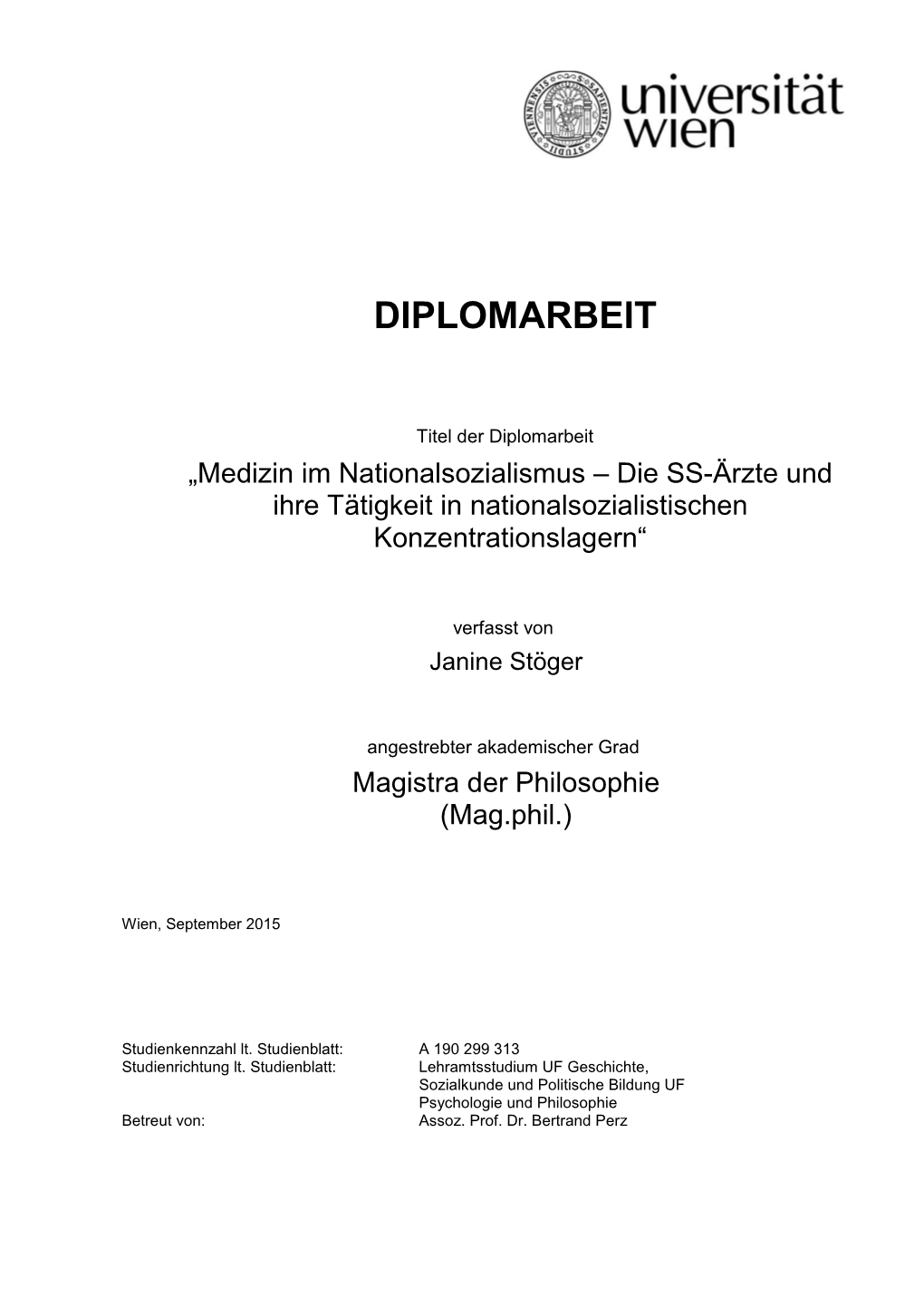 Medizin Im Nationalsozialismus – Die SS-Ärzte Und Ihre Tätigkeit in Nationalsozialistischen Konzentrationslagern“