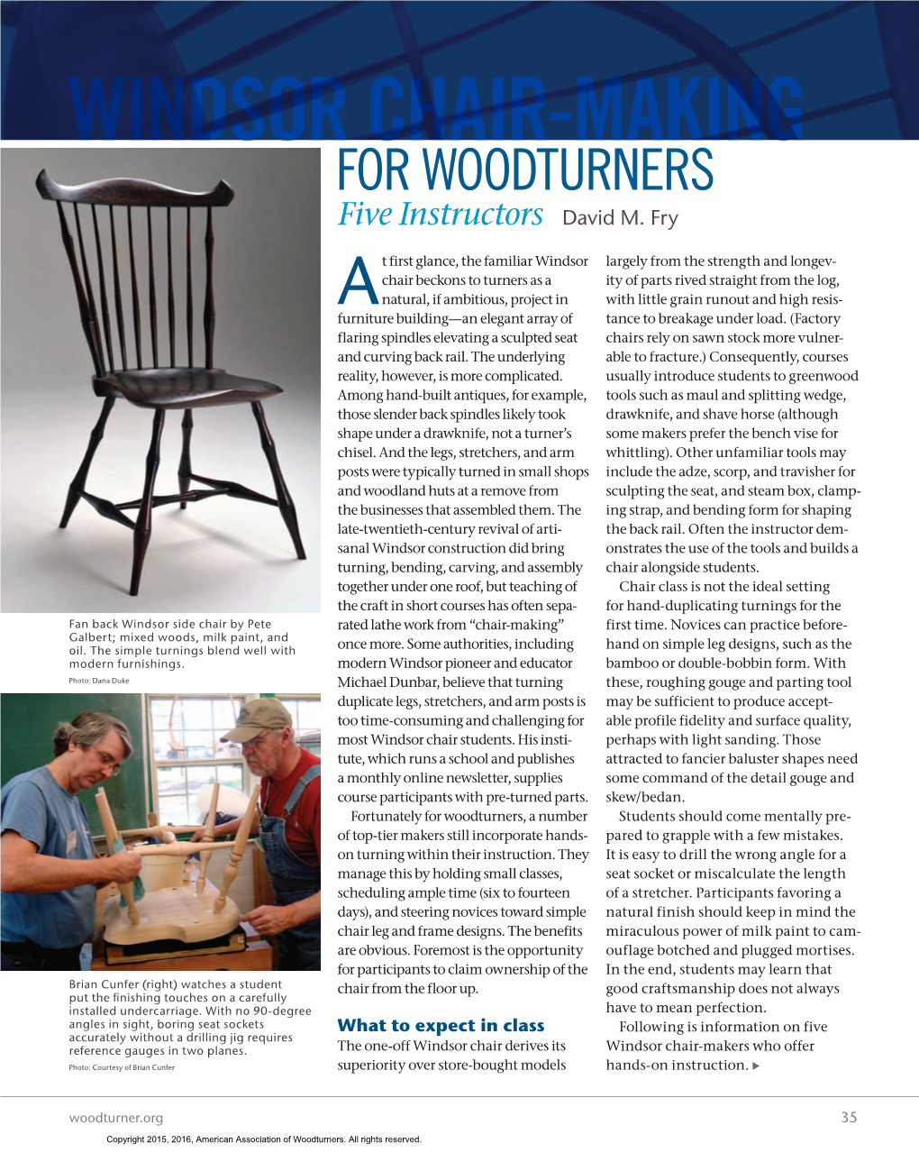 WINDSOR CHAIR-MAKING for WOODTURNERS Five Instructors David M