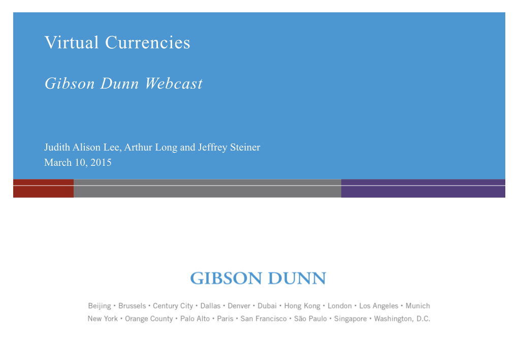 Virtual Currencies Presentation to Western Union