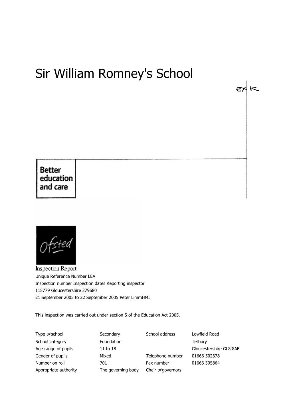 Sir William Romney's School