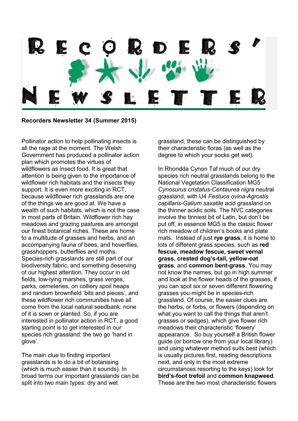 Recorders Newsletter 34 (Summer 2015)