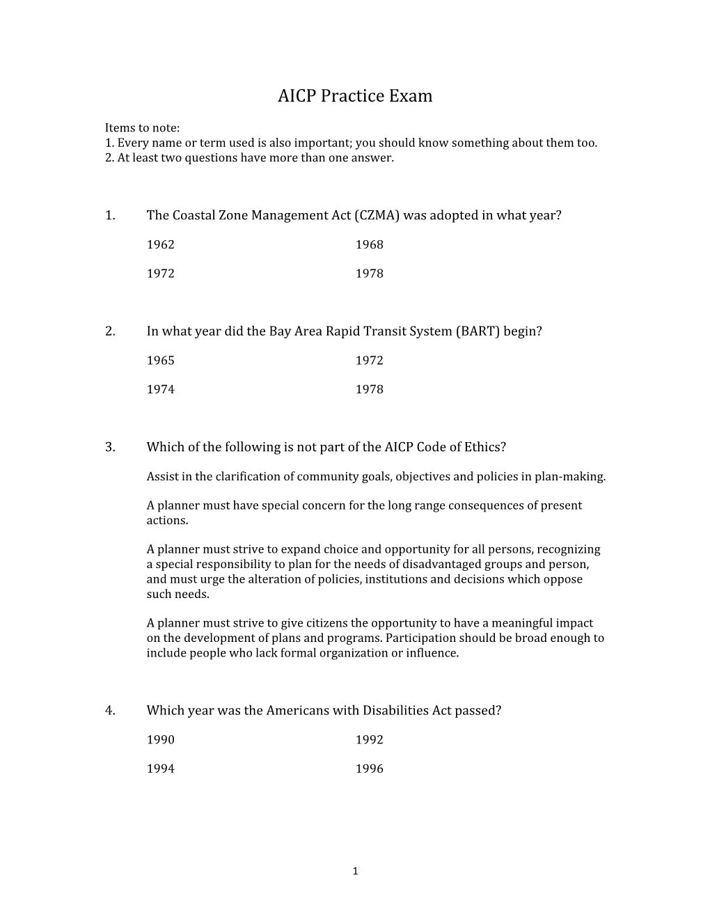 AICP Practice Exam