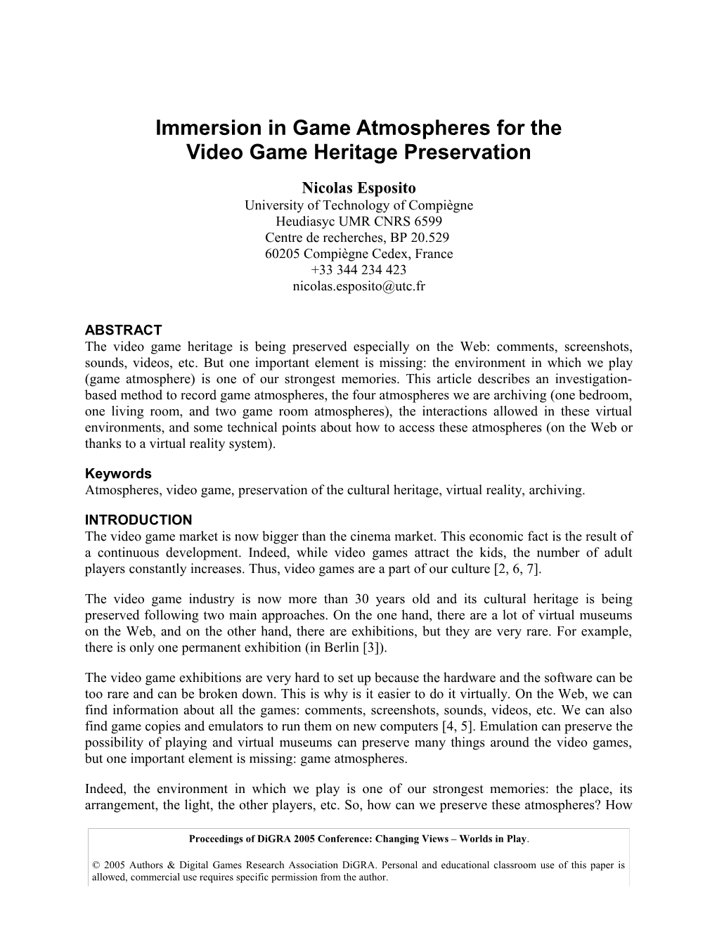 Digra Conference Publication Format