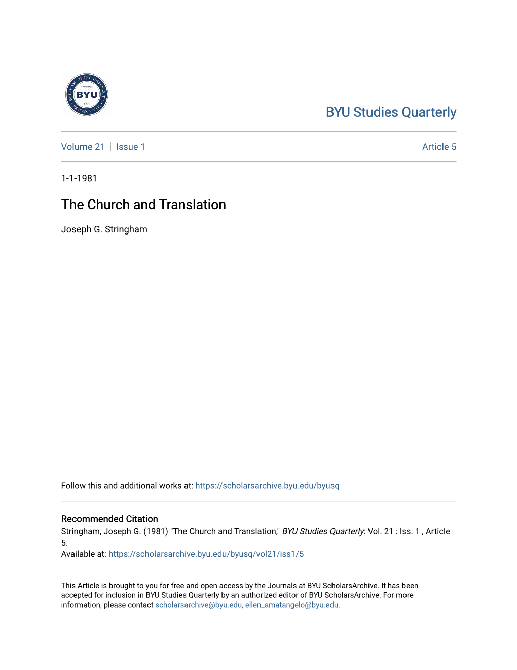 The Church and Translation