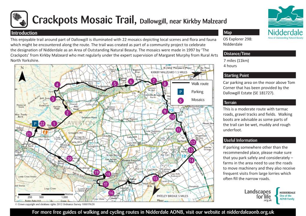 Crackpots Mosaic Trail, Dallowgill, Near Kirkby Malzeard