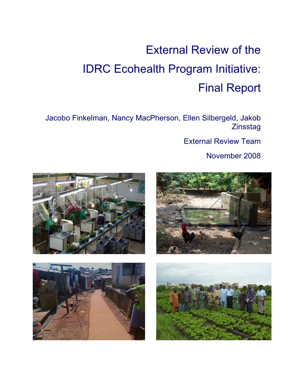 External Review of the IDRC Ecohealth Program Initiative: Final Report