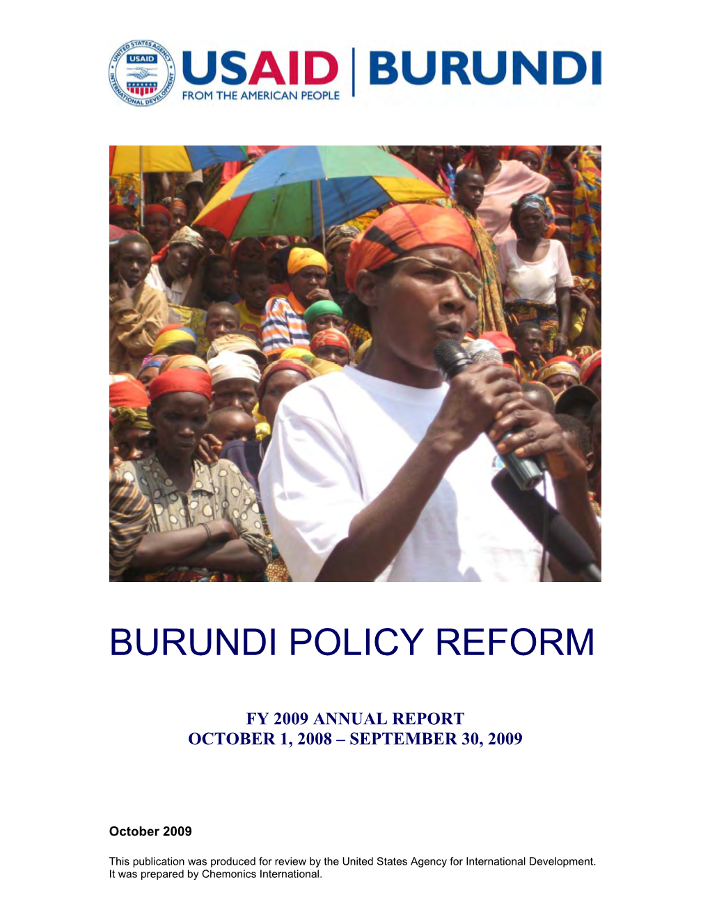 BPRP Burundi Policy Reform 2009 Annual Report