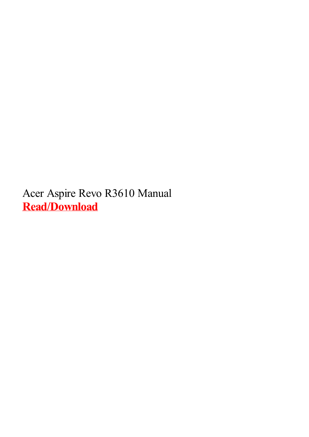 Acer Aspire Revo R3610 Manual