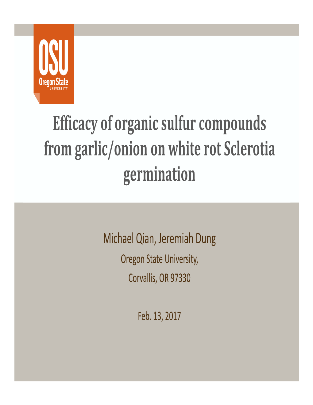 Efficacy of Organic Sulfur Compounds from Garlic/Onion on White Rot Sclerotia Germination