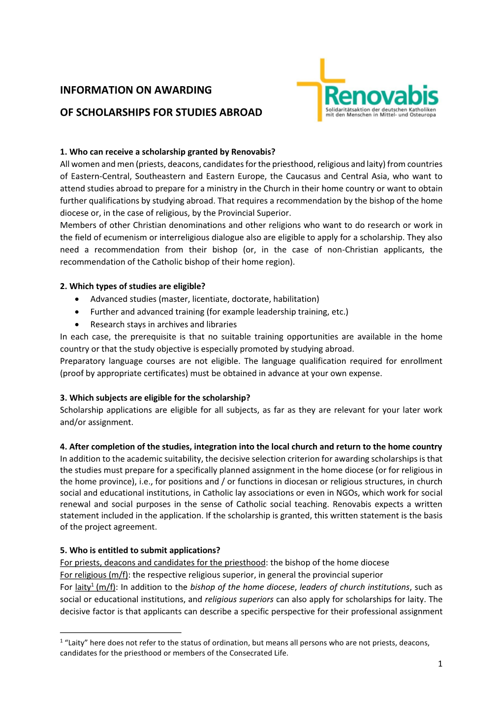 Information on Awarding of Scholarships for Studies Abroad