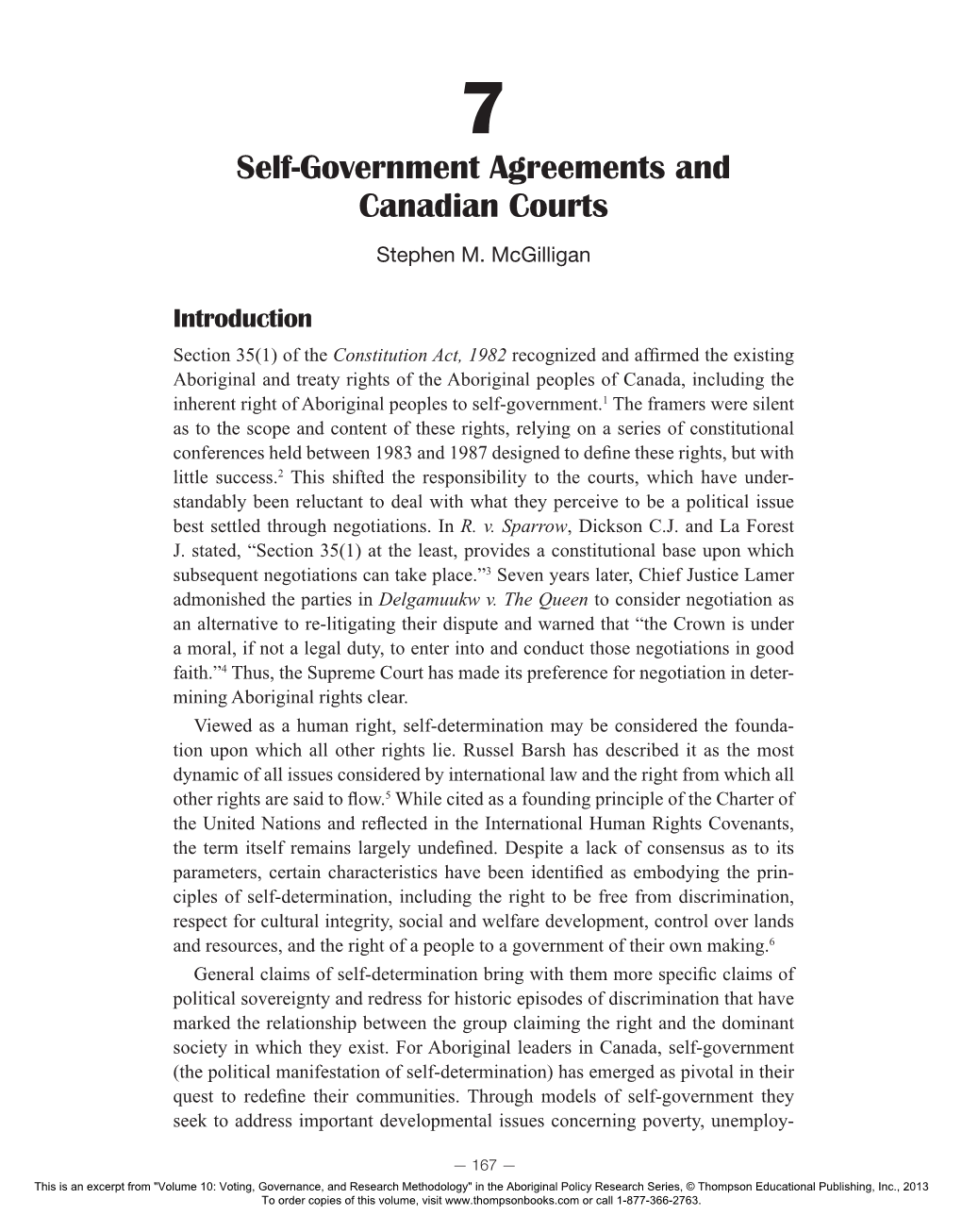 7. Self-Government Agreements and Canadian Courts