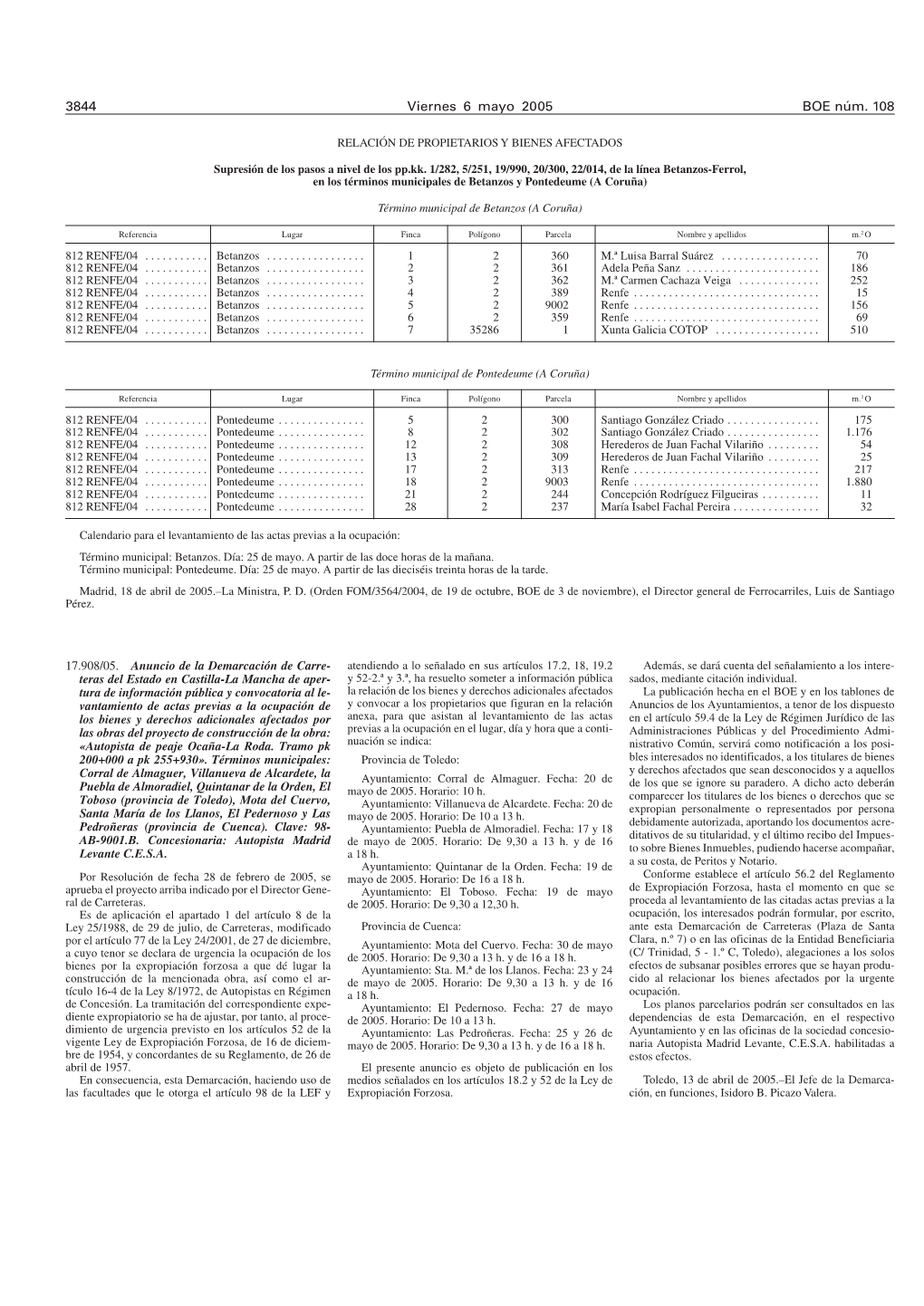 BOE 108 De 06/05/2005 Sec 5 Pag 3844 a 3853