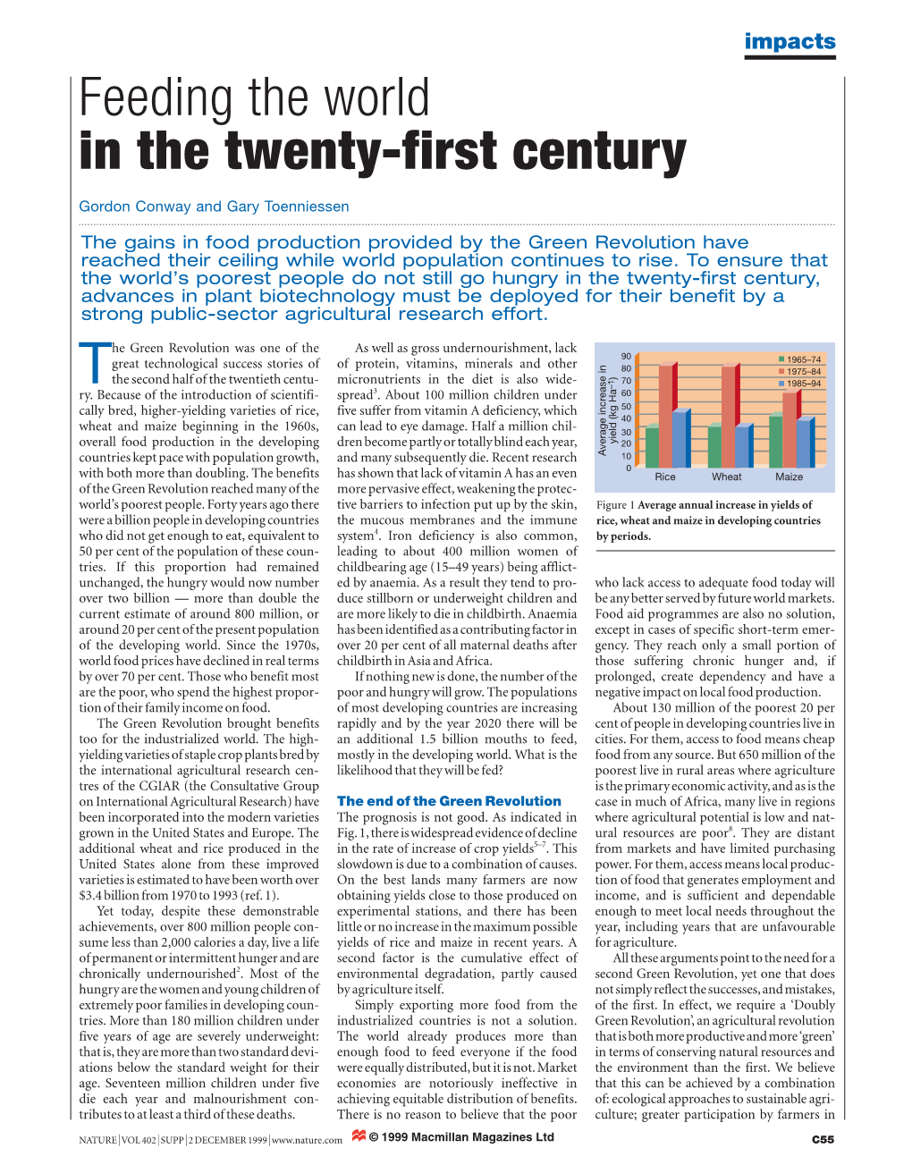 Feeding the World in the Twenty-First Century