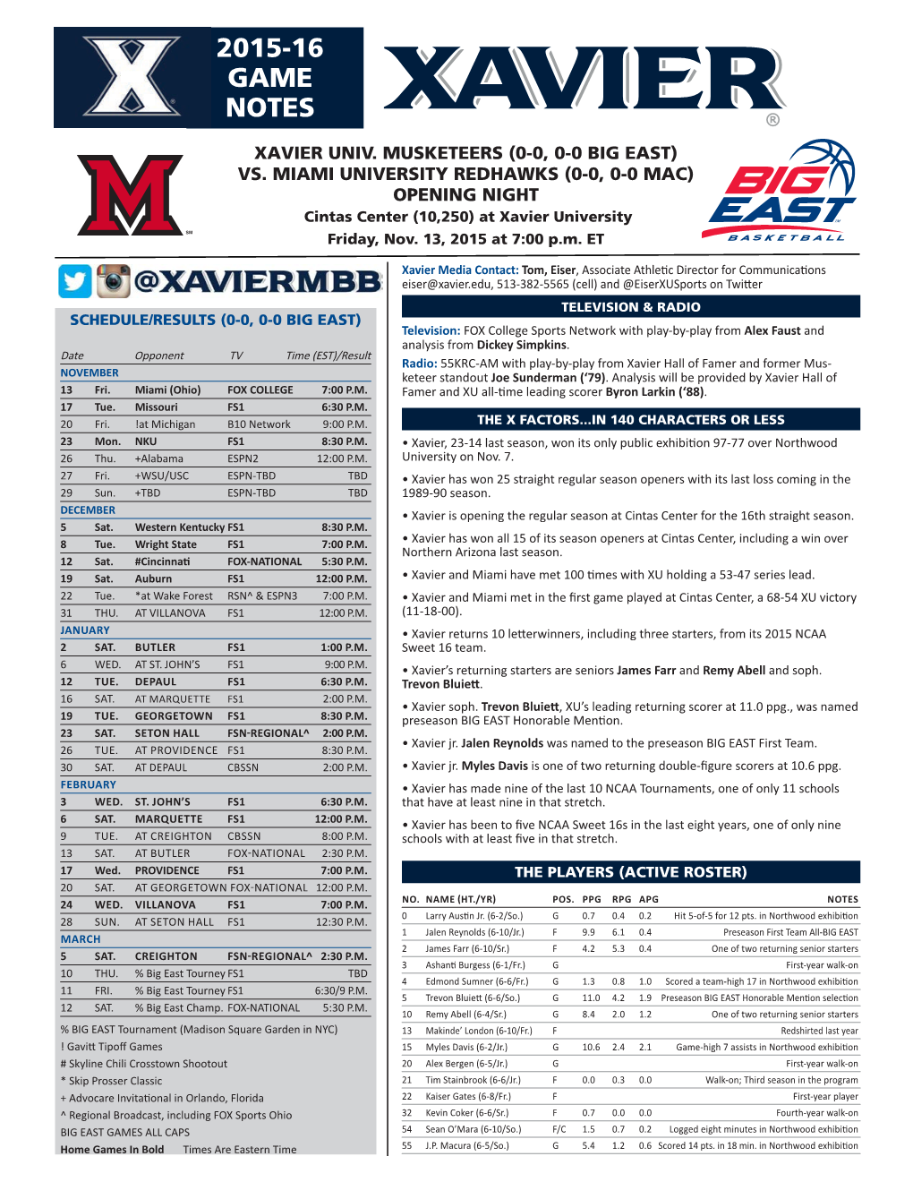2015-16 Game Notes
