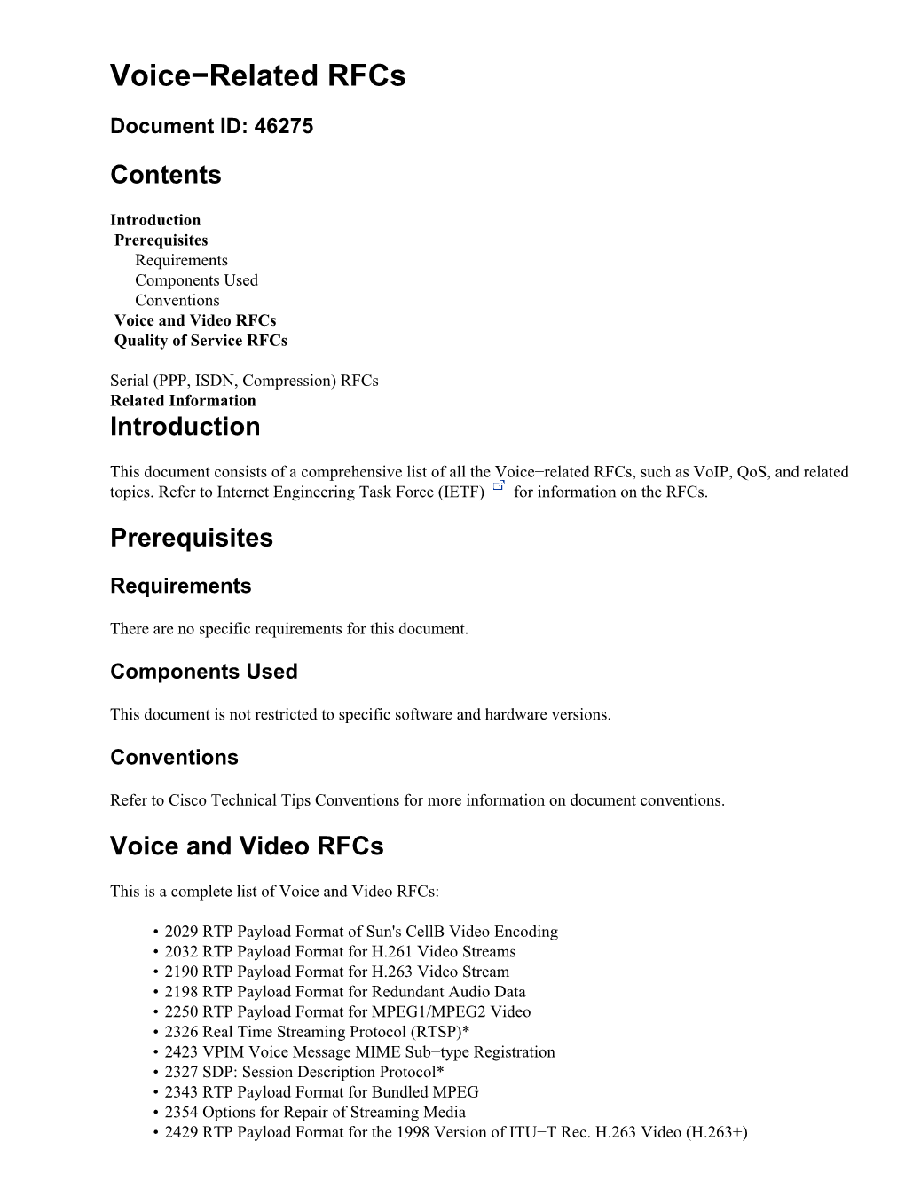 Voice-Related Rfcs