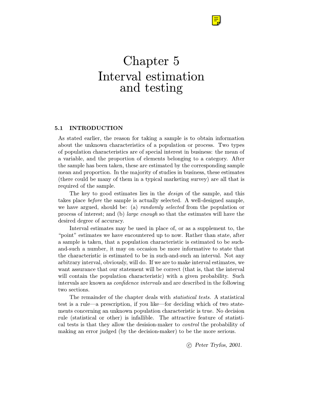Chapter 5 Interval Estimation and Testing