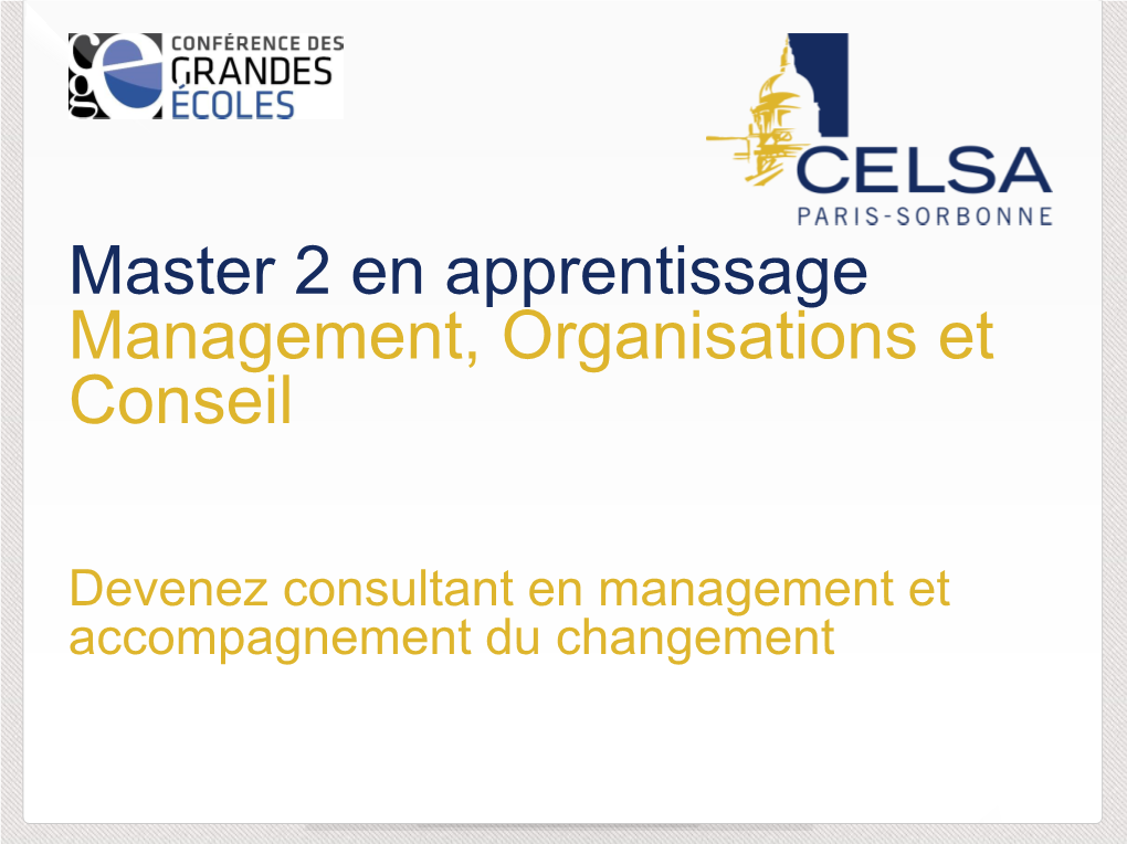 Master 2 Métiers Du Conseil En Management Et Accompagnement