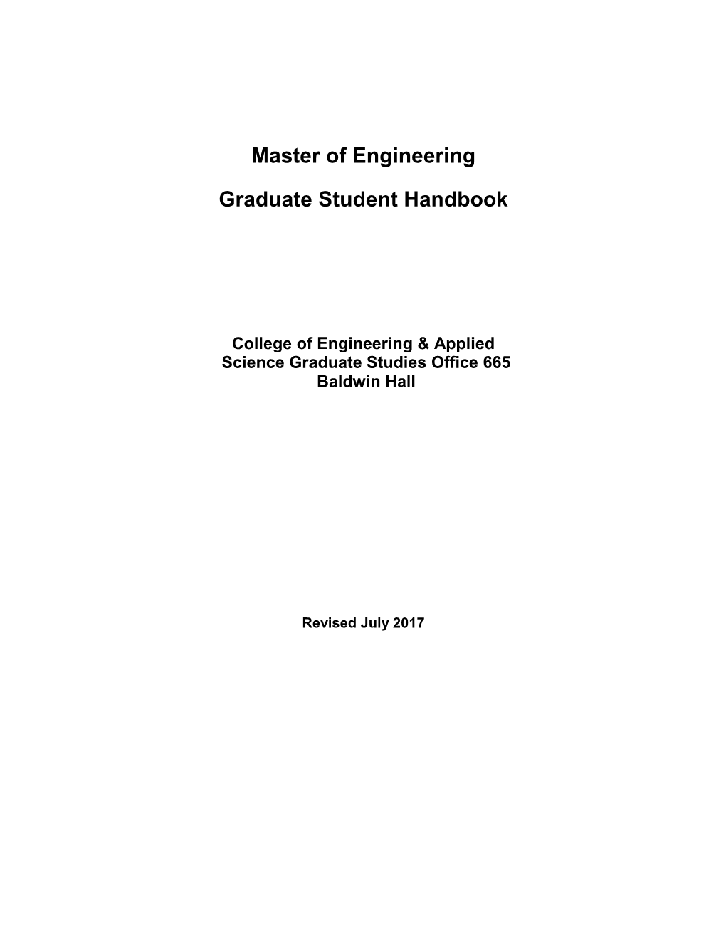 MASTER's of ENGINEERING (Meng) DEGREE