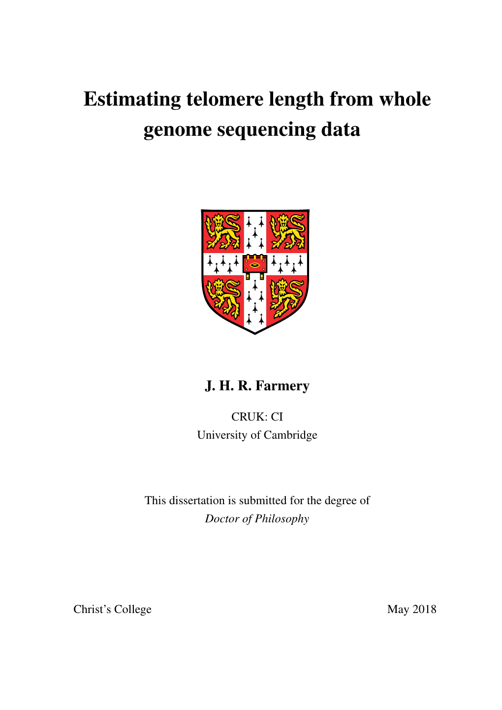 Estimating Telomere Length from Whole Genome Sequencing Data