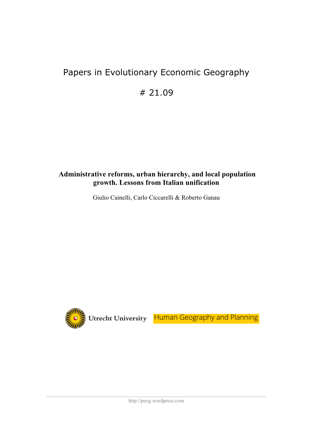 Papers in Evolutionary Economic Geography # 21.09