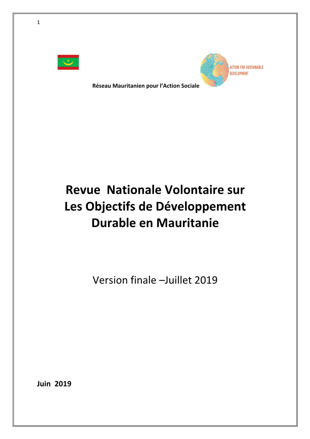 Revue Nationale Volontaire Sur Les Objectifs De Développement Durable En Mauritanie