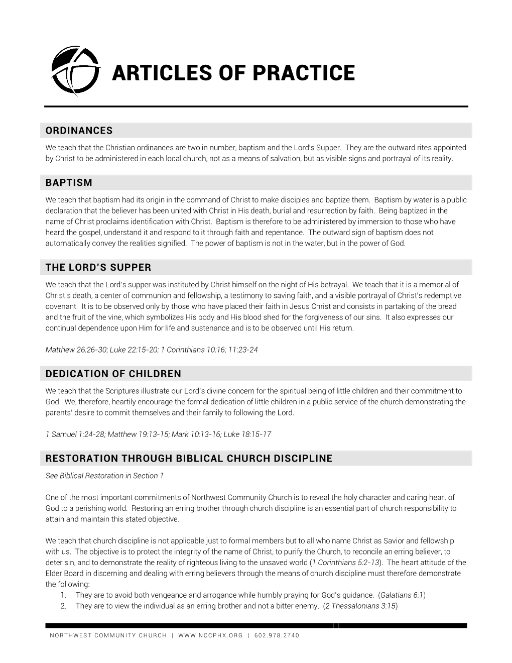 Articles of Practice