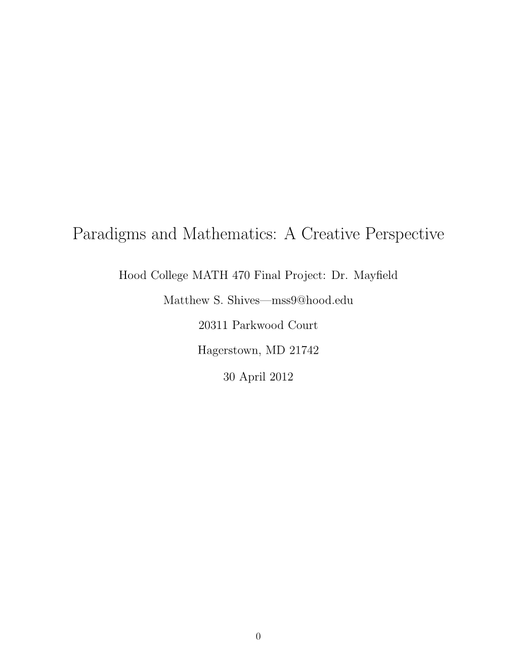 Paradigms and Mathematics: a Creative Perspective