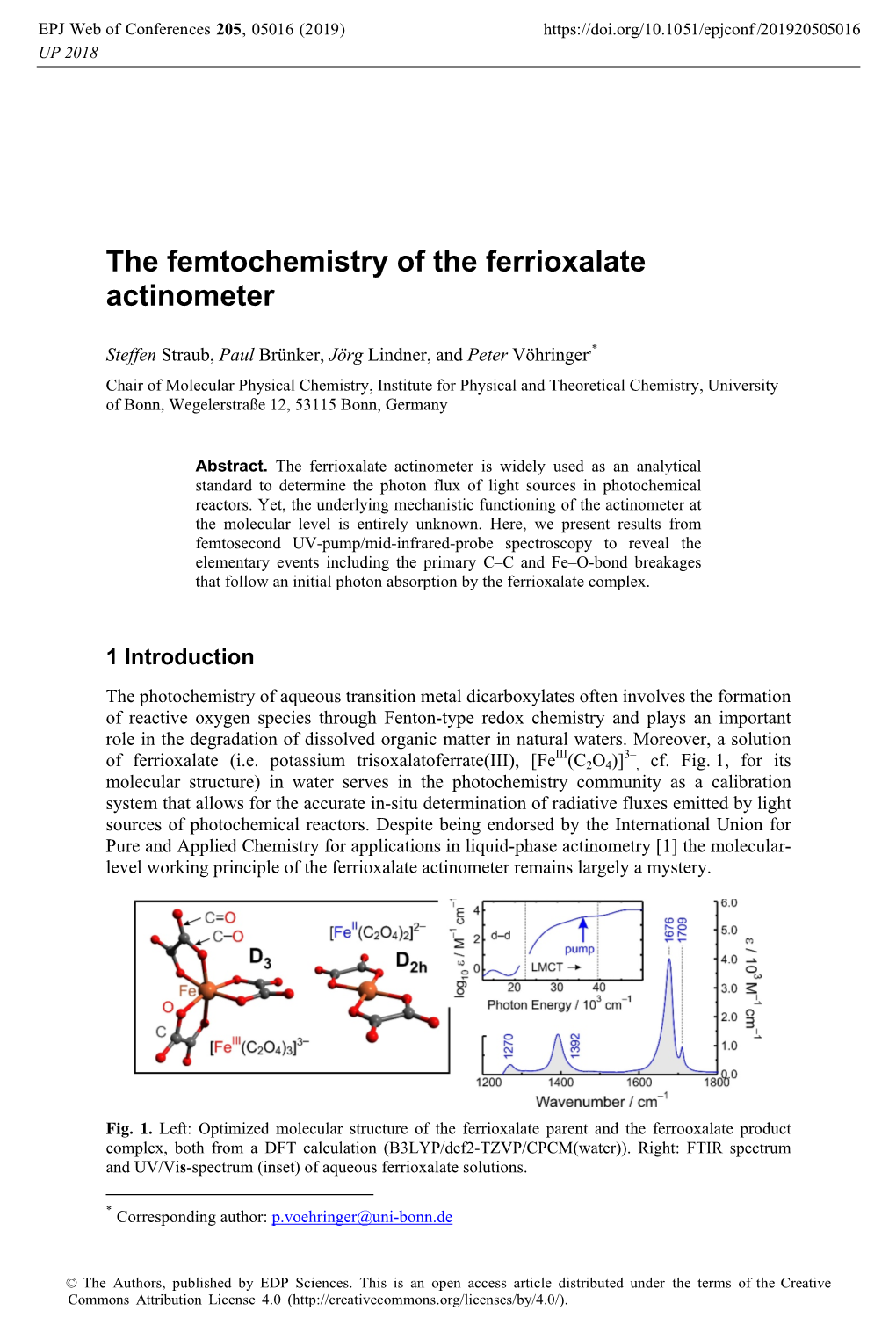 The Femtochemistry of the Ferrioxalate Actinometer
