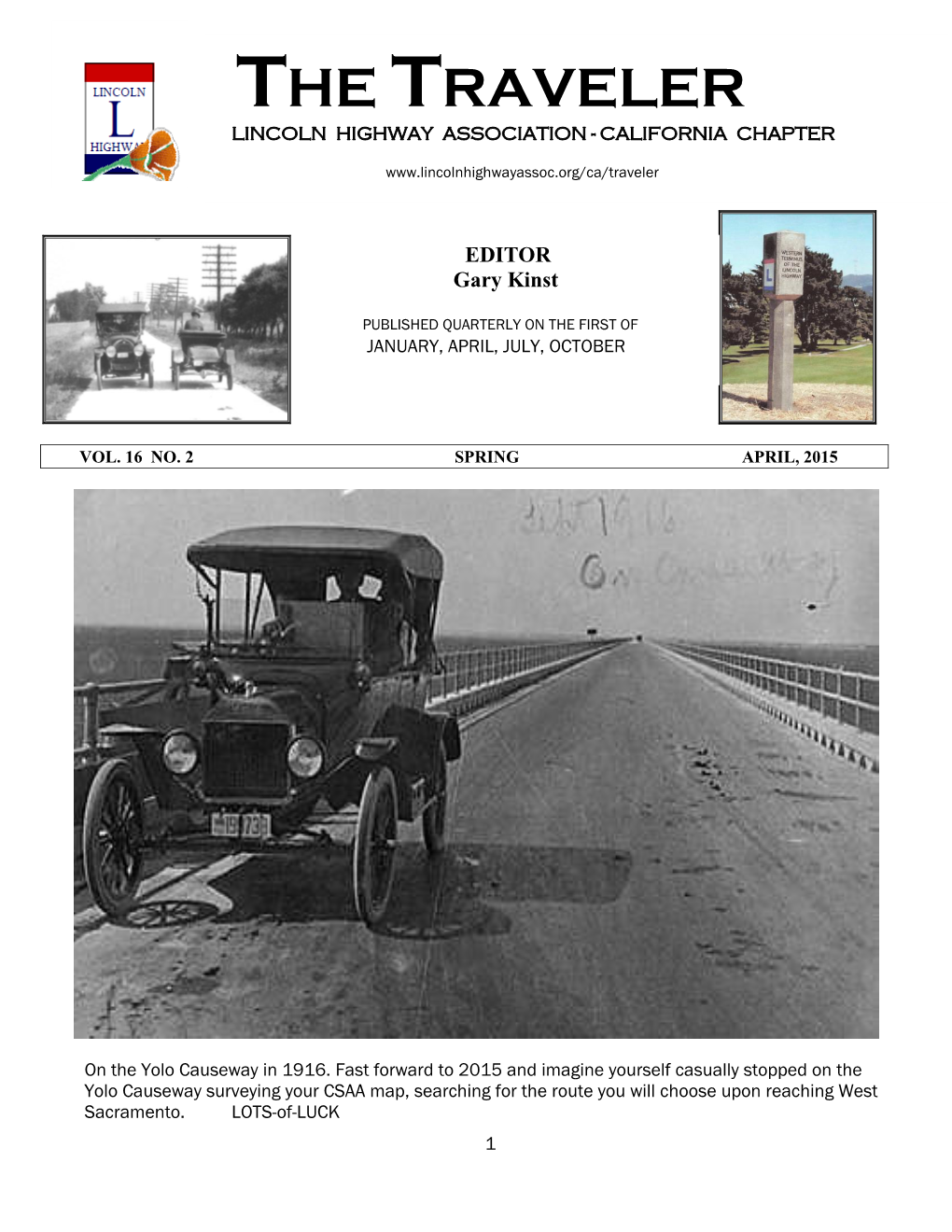 The Traveler Lincoln Highway Association - California Chapter