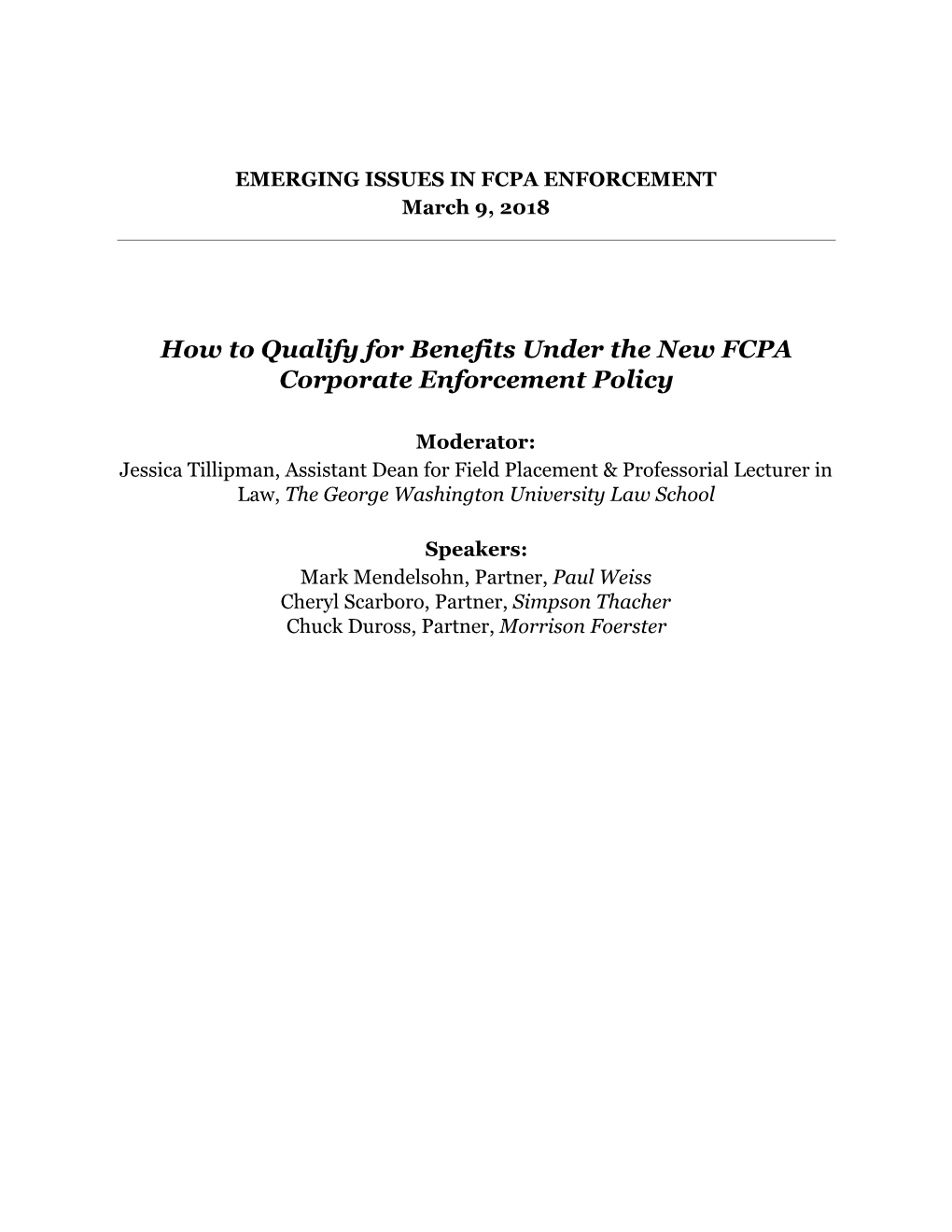 How to Qualify for Benefits Under the New FCPA Corporate Enforcement Policy